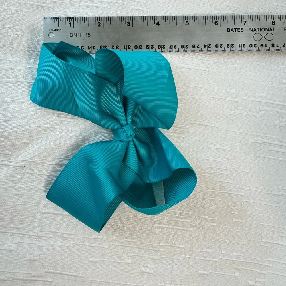 Set of 2 🎀 🎀 6” Teal Boutique Hair Bow Grosgrain Alligator Clip Girls